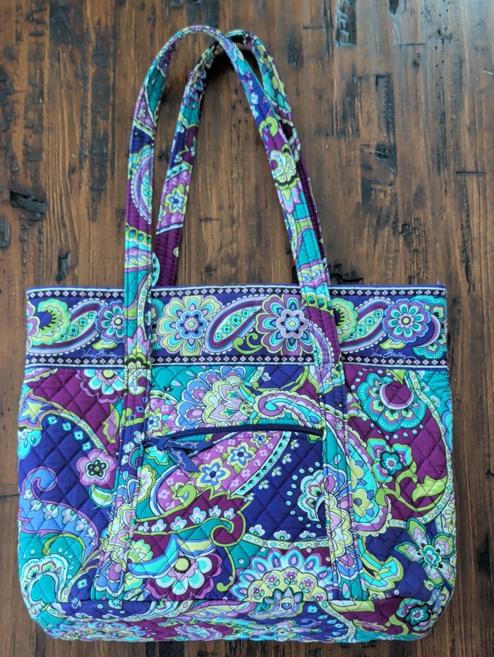 Vera Bradley Retired Heather Paisley Quilted Tote Teal and Purple - SALE!! - Picture 2 of 15